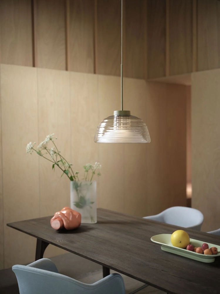 two layer pendant olive earnest table dark oiled oak ridge vase 35 white frosted glass fiber arm acca 731 muuto low res