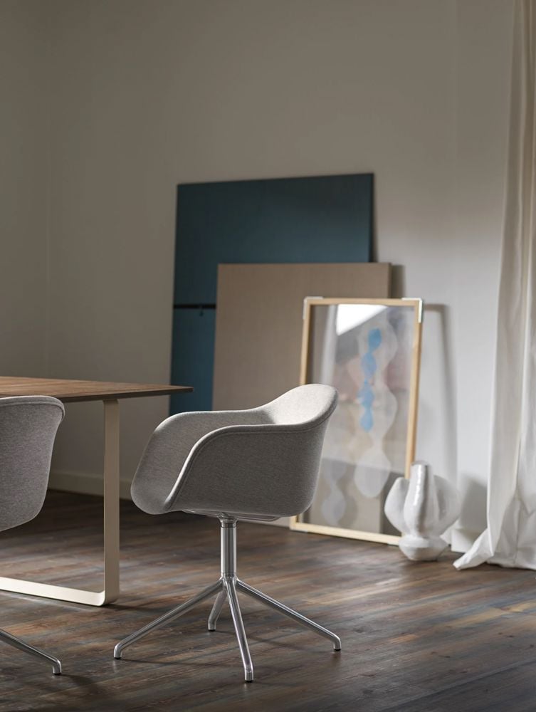 fiber armchair swivel chrome clay 12 70 70 smoked oak sand muuto org