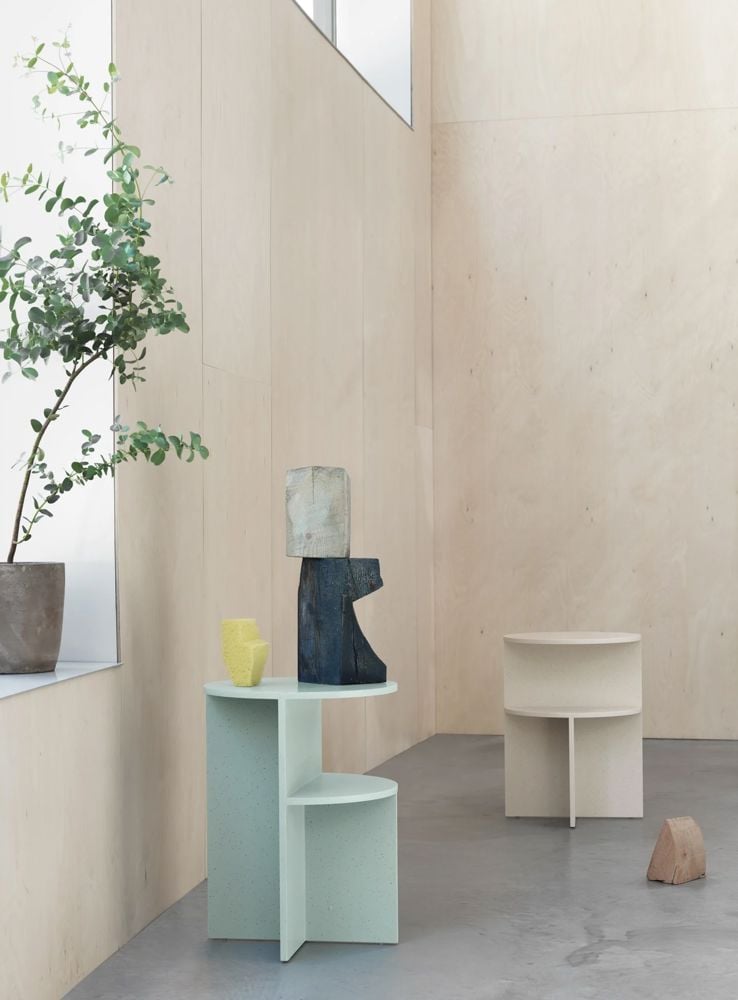 halves side table sage green off white muuto org