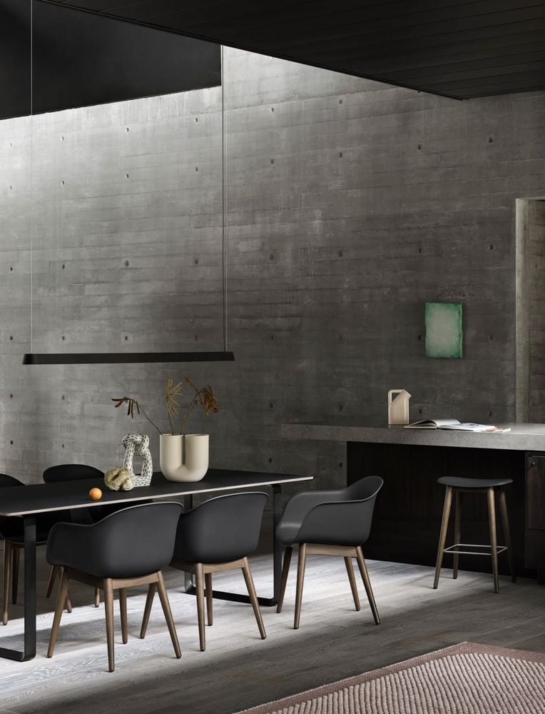 linear pendant lamp 169 black 70 70 black fiber armchair fiber counter stool black stained dark brown muuto org