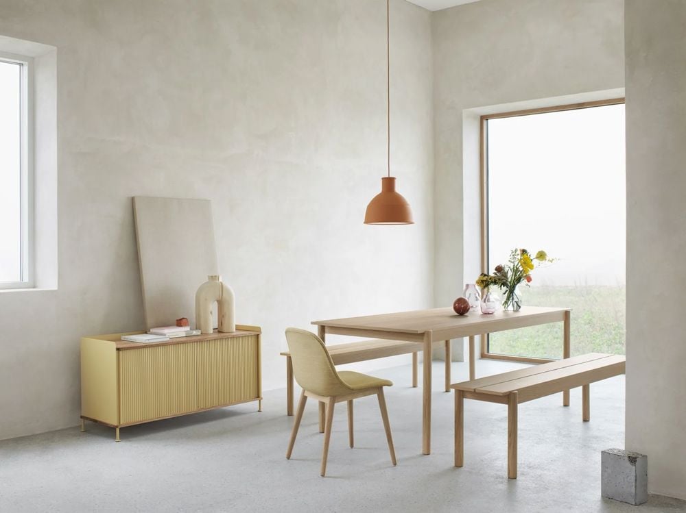 linear wood series oak fiber side chair oak canvas 414 enfold sideboard low oak sand unfold 2 muuto org