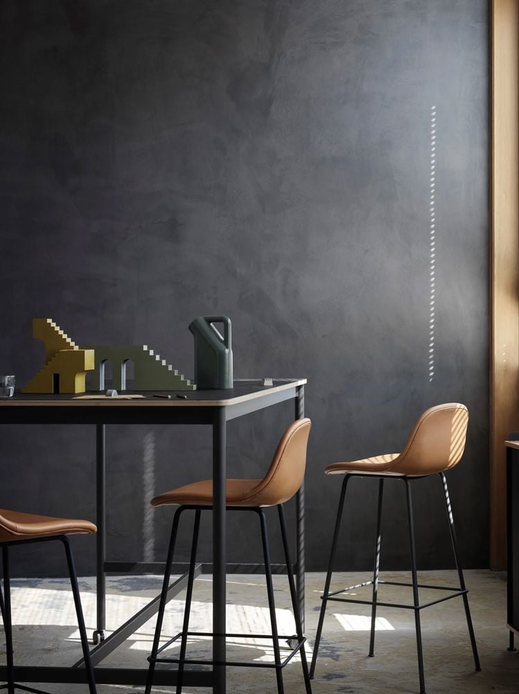 base high table w castors black plywood 190 85 105 fiber bar stool 75 tube base cognac black tub jug dark green muuto med res