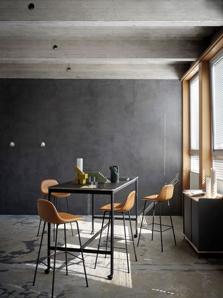 base high table w castors black plywood 190 85 105 fiber bar stool 75 tube base cognac black enfold tip wall lamp muuto med res